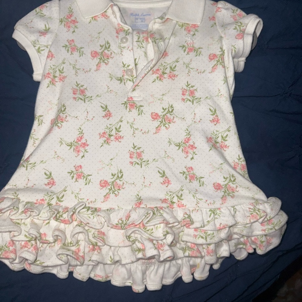 Ralph Lauren White and Pink dress with Floral Design